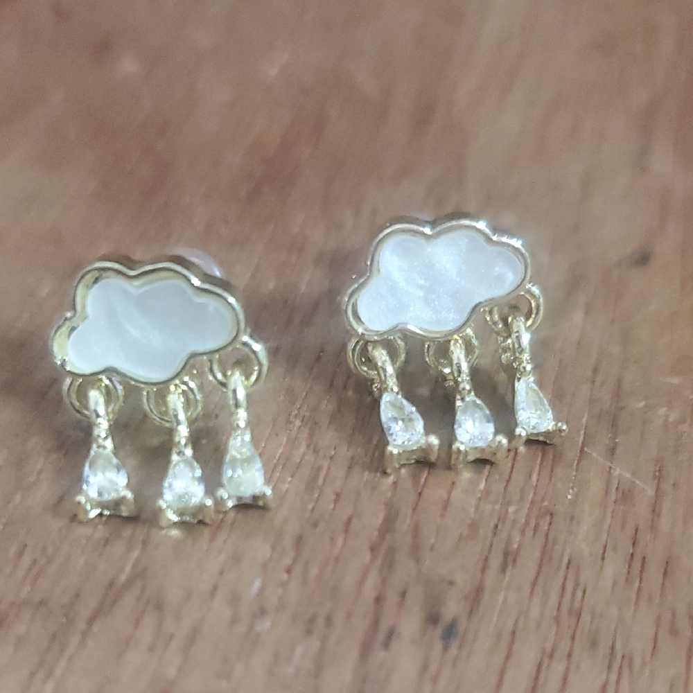 Cloud Drop Earrings with Gold Accents